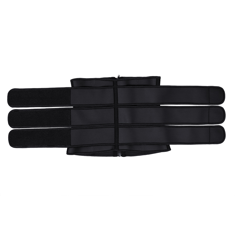 Black Three Belt Double Layers Zipper Latex Waist  MH1987