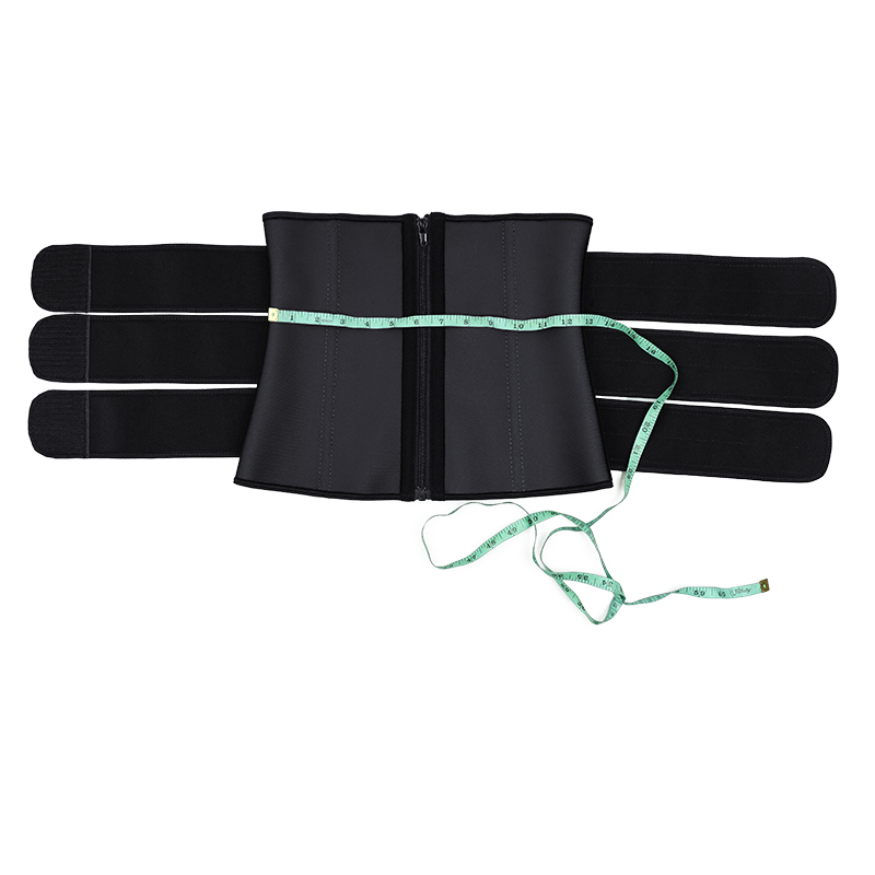 Black Three Belt Double Layers Zipper Latex Waist  MH1987