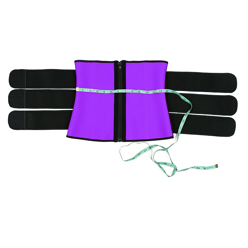 Purple Three Belt Double Layers Zipper Latex Waist  MH1985