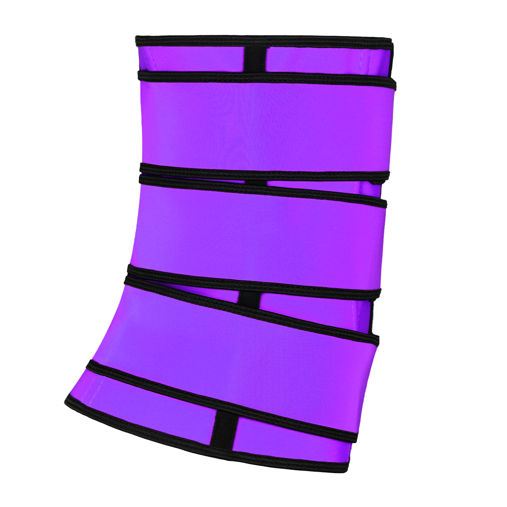 Purple Three Belt Double Layers Zipper Latex Waist  MH1985
