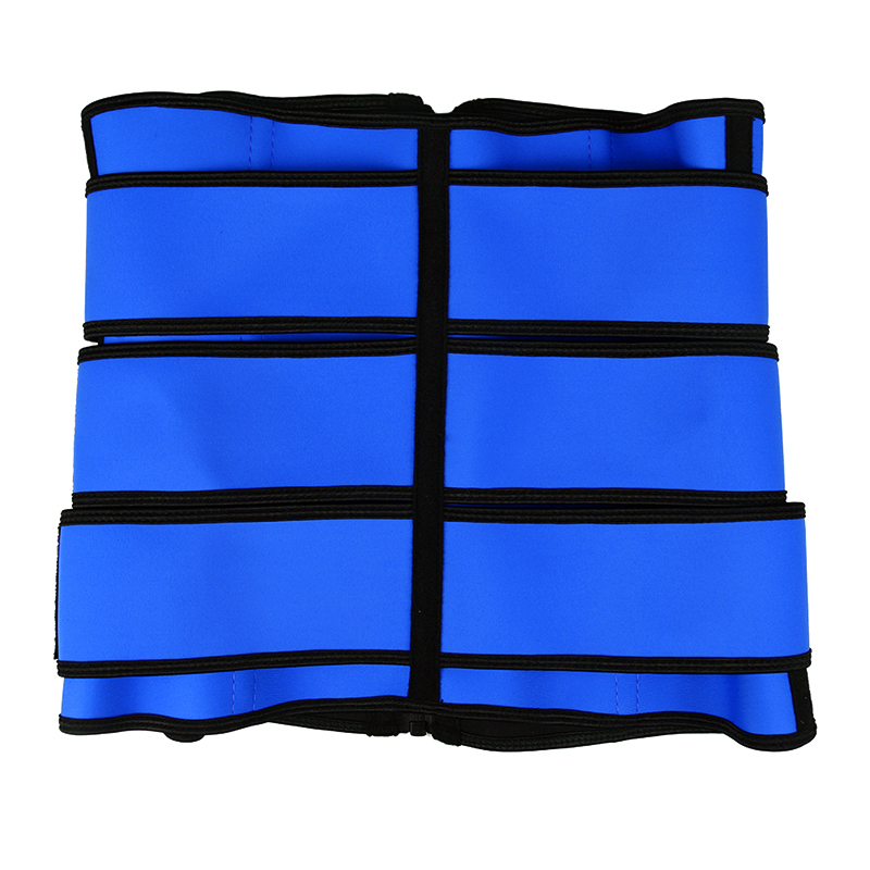 Blue Three Belt Double Layers Zipper Latex Waist  MH1984