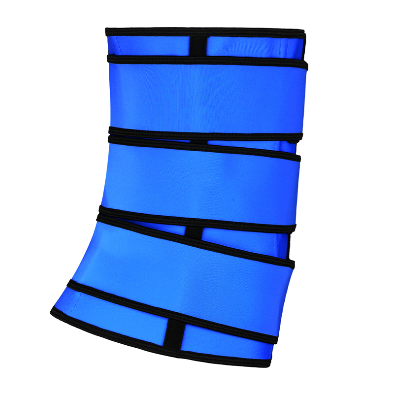 Blue Three Belt Double Layers Zipper Latex Waist  MH1984