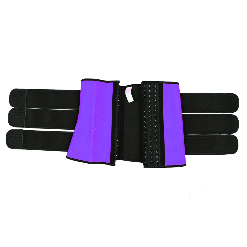 Three Belt Hook Latex Waist Trainer Purple MHW100004pu