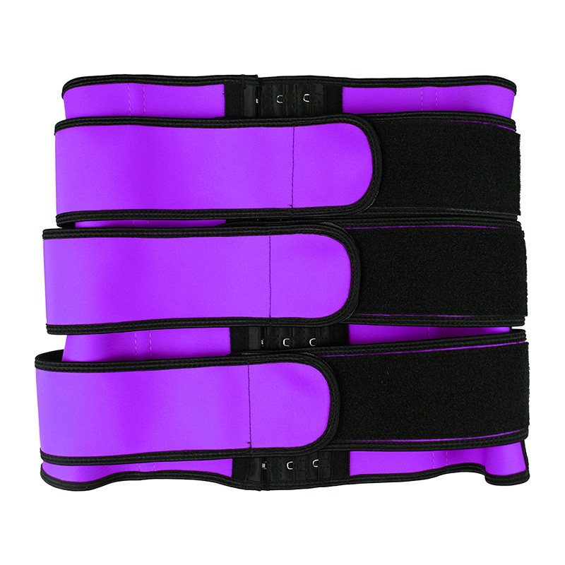 Three Belt Hook Latex Waist Trainer Purple MHW100004pu