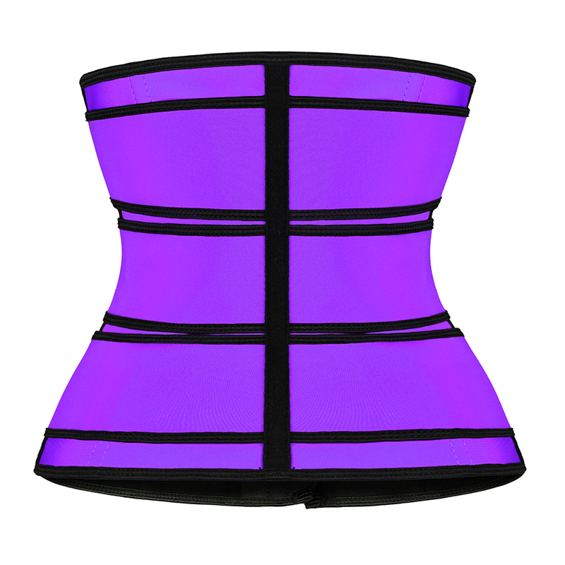 Three Belt Hook Latex Waist Trainer Purple MHW100004pu