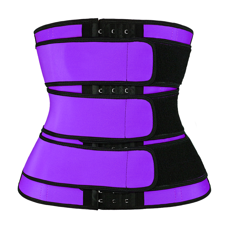Three Belt Hook Latex Waist Trainer Purple MHW100004pu