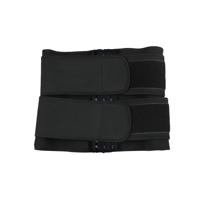 Black Neoprene Double Belt Waist Trainer MHW100085B