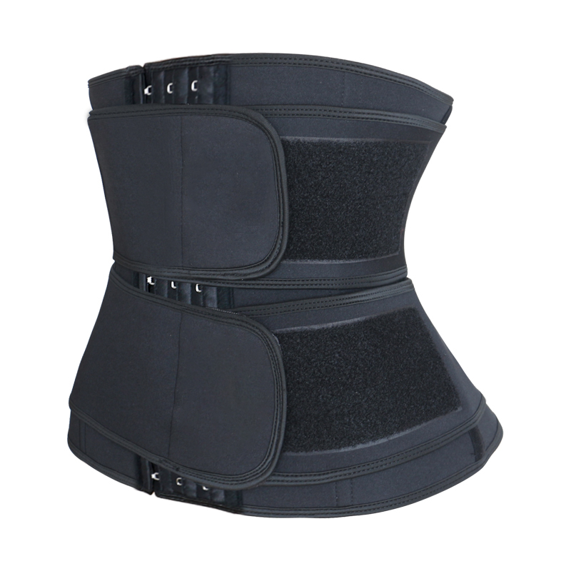 Black Neoprene Double Belt Waist Trainer MHW100085B