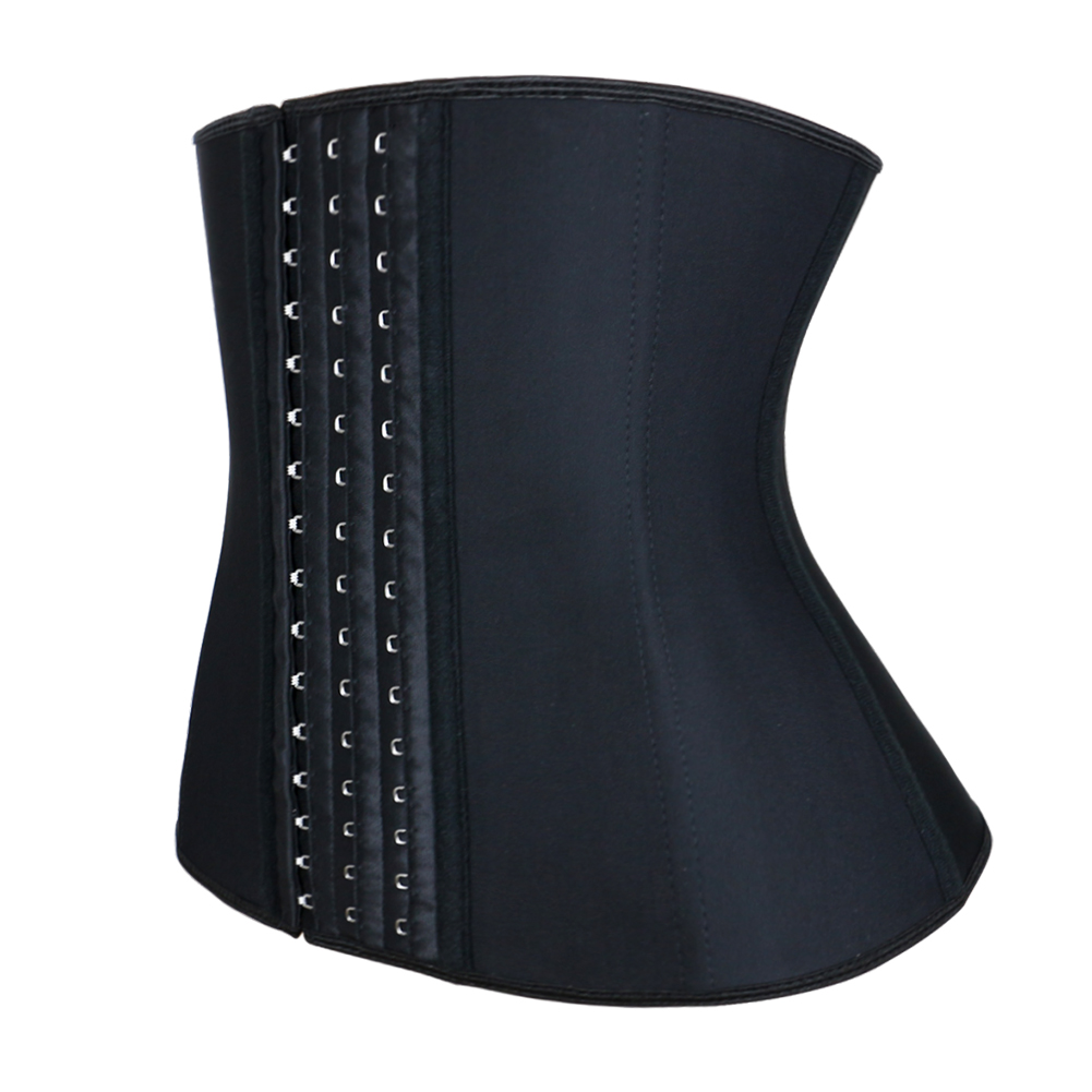 Black Latex Nine Steel Bone Waist Trainer MH1066