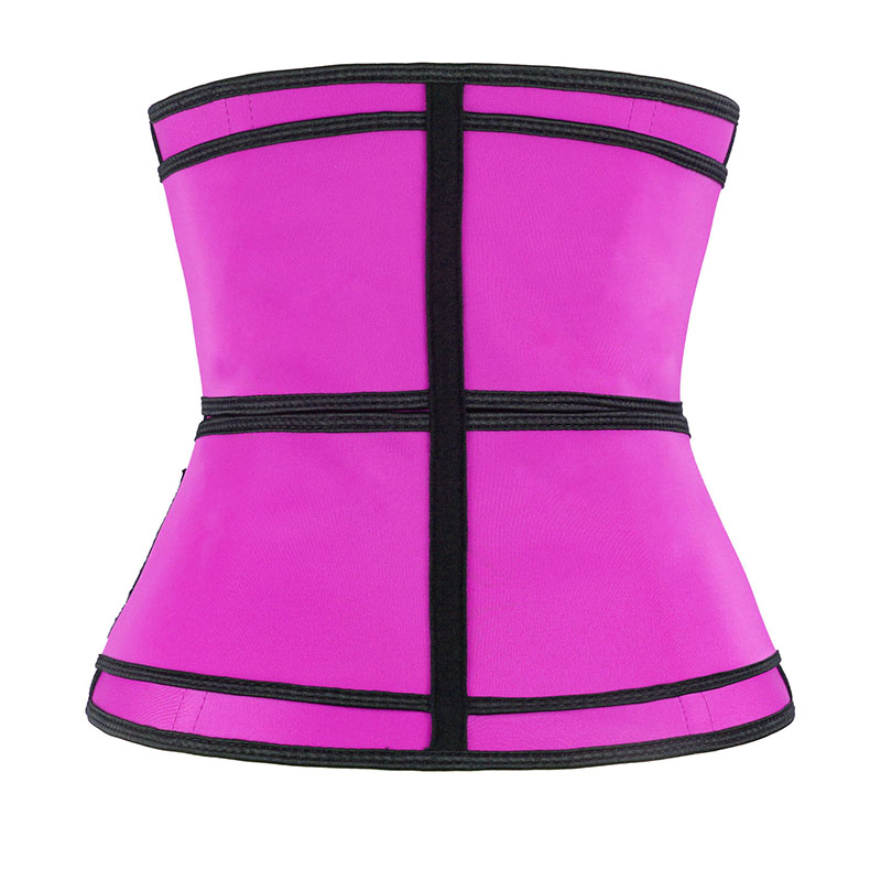 Pink Neoprene Double Belts Three Zippers Waist Trainer MHW100063P