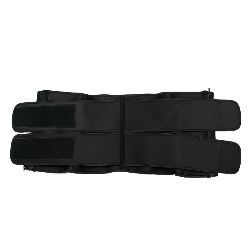 Black Neoprene Double Belts Three Zippers Waist Trainer MHW100063B