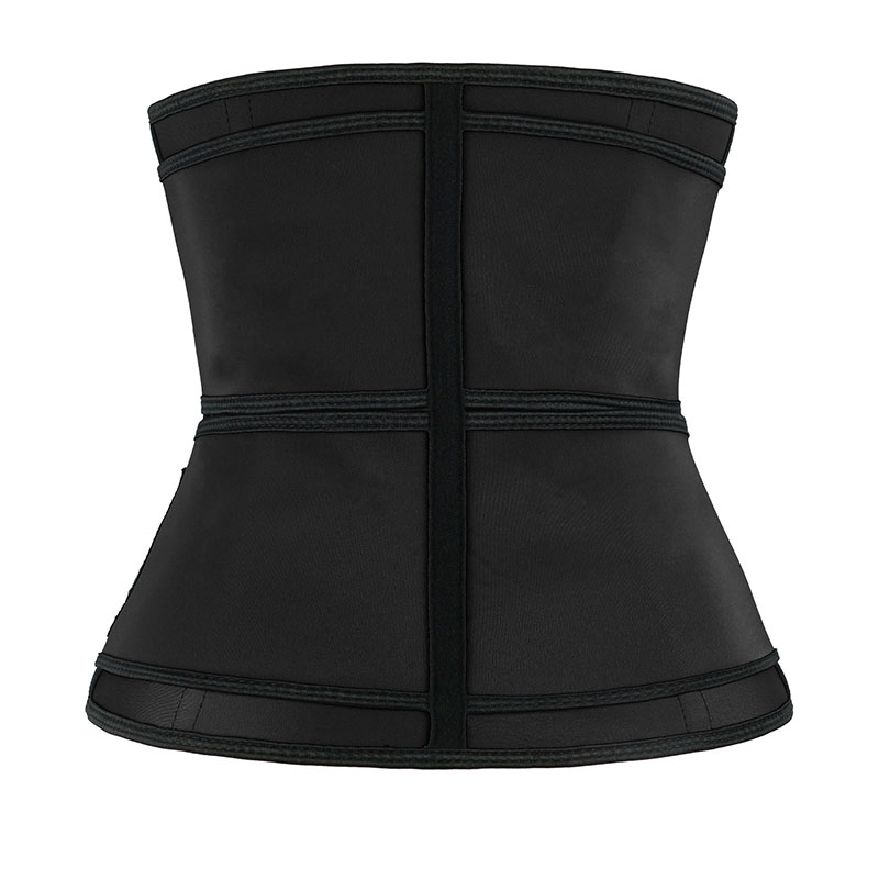 Black Neoprene Double Belts Three Zippers Waist Trainer MHW100063B