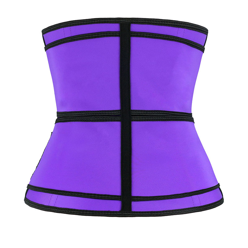 Purple Neoprene Double Belts Three Zippers Waist Trainer MHW100063PU