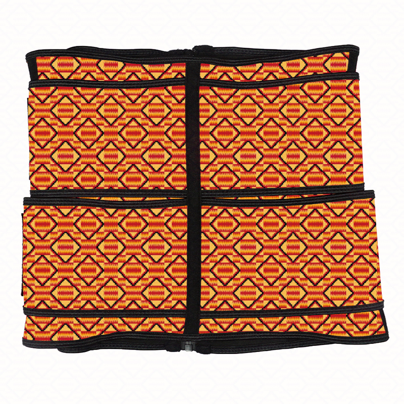 	Kente Two Belts Zipper Waist Trainer MH1949OG