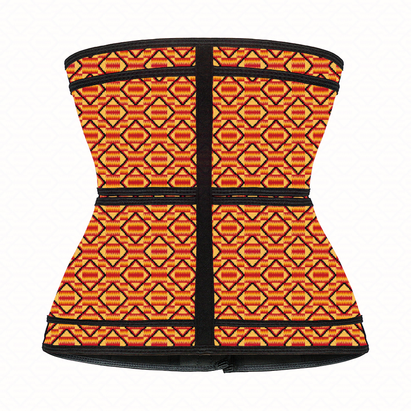 	Kente Two Belts Zipper Waist Trainer MH1949OG