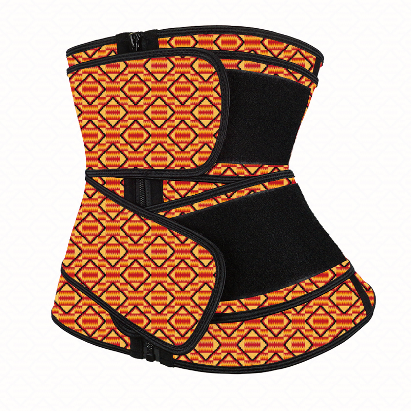 	Kente Two Belts Zipper Waist Trainer MH1949OG