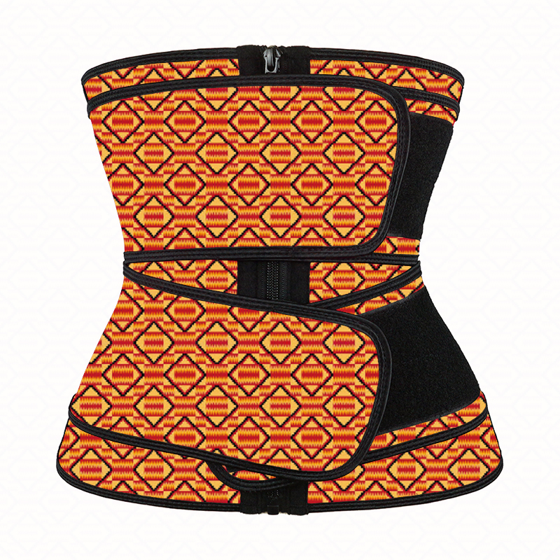 	Kente Two Belts Zipper Waist Trainer MH1949OG