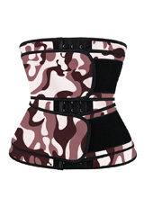 Camouflage Brown Hooks Latex Waist Trainer with Two Belts MH1872BRL