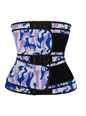 Camouflage Purple Hooks Latex Waist Trainer with Two Belts MH1872PC