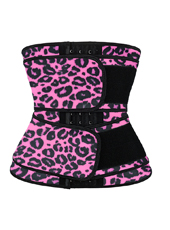 Leopard Pink Hooks Latex Waist Trainer with Two Belts MH1872PL