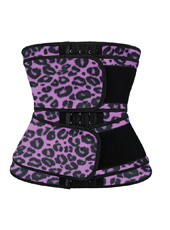 Leopard Purple Hooks Latex Waist Trainer with Two Belts MH1872PUL