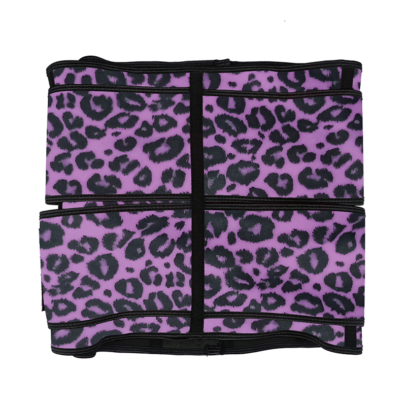 Leopard Purple Hooks Latex Waist Trainer with Two Belts MH1872PUL