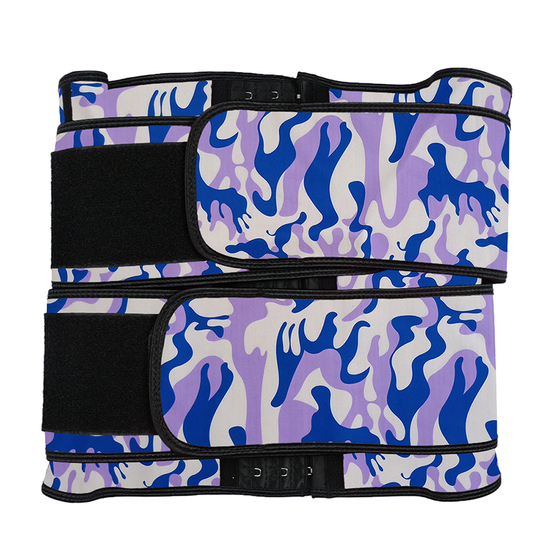 Camouflage Purple Hooks Latex Waist Trainer with Two Belts MH1872PC