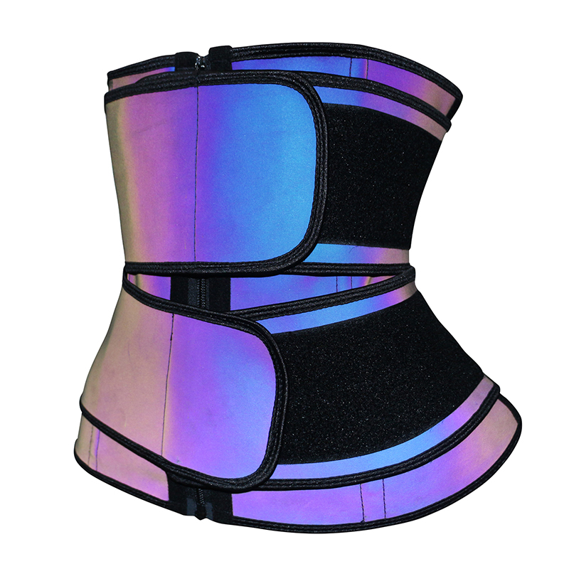 Laser discoloration Double Belt Latex With Zipper MH1949C