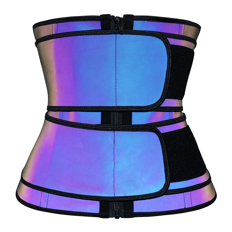 Laser discoloration Double Belt Latex With Zipper MH1949C