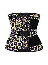 Leopard Yellow Hooks Latex Waist Trainer with Two Belts MH1872YL