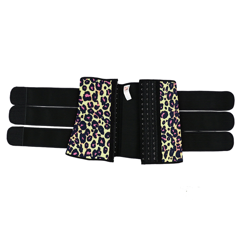 Leopard Yellow Hooks Latex Waist Trainer with Two Belts MH1872YL