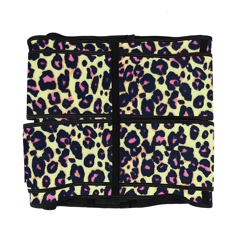 Leopard Yellow Hooks Latex Waist Trainer with Two Belts MH1872YL