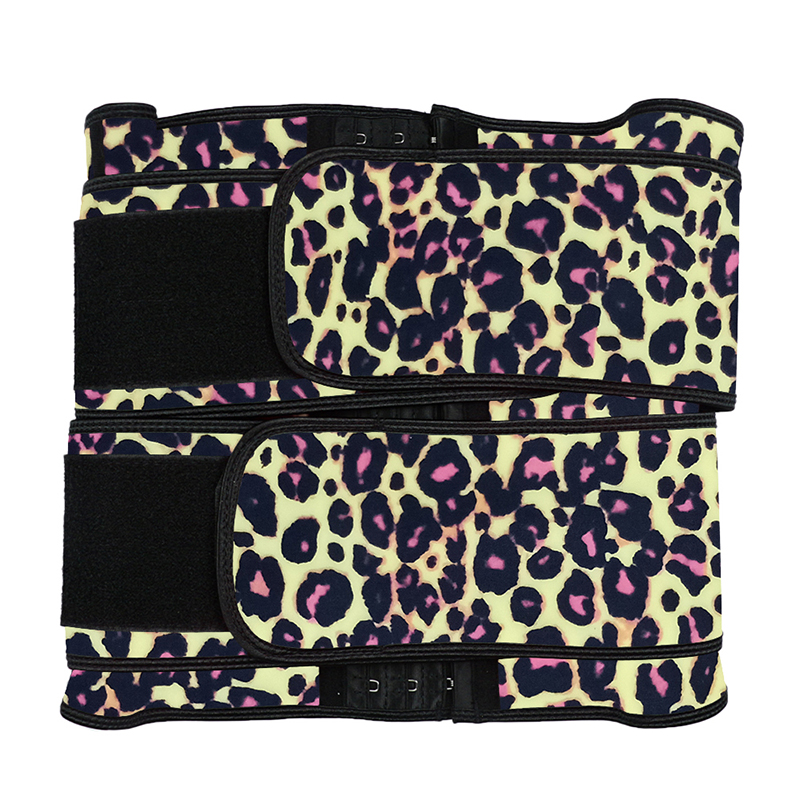 Leopard Yellow Hooks Latex Waist Trainer with Two Belts MH1872YL