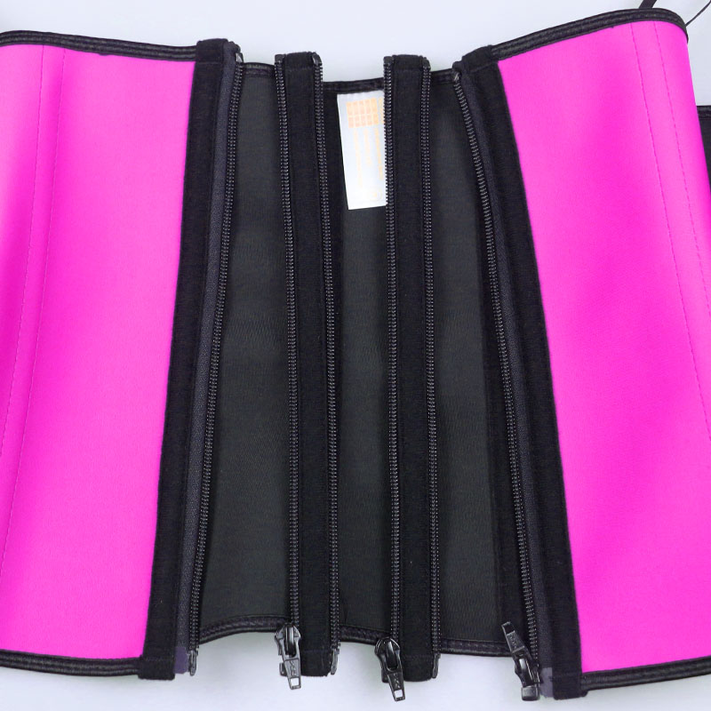 Pink Latex Three Zippers Waist Trainer MHW100061P