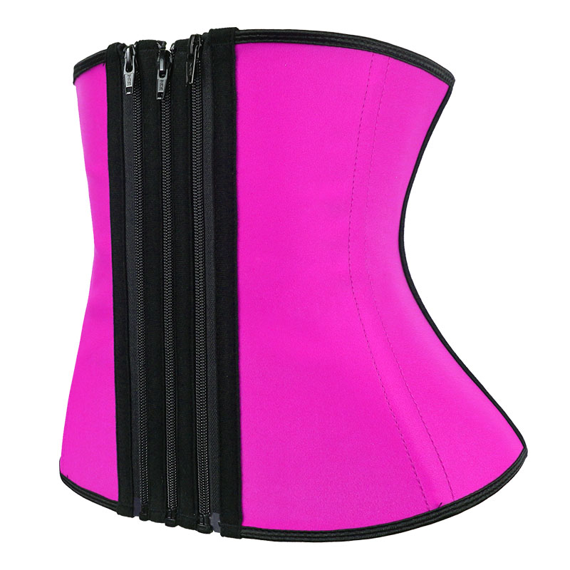 Pink Latex Three Zippers Waist Trainer MHW100061P