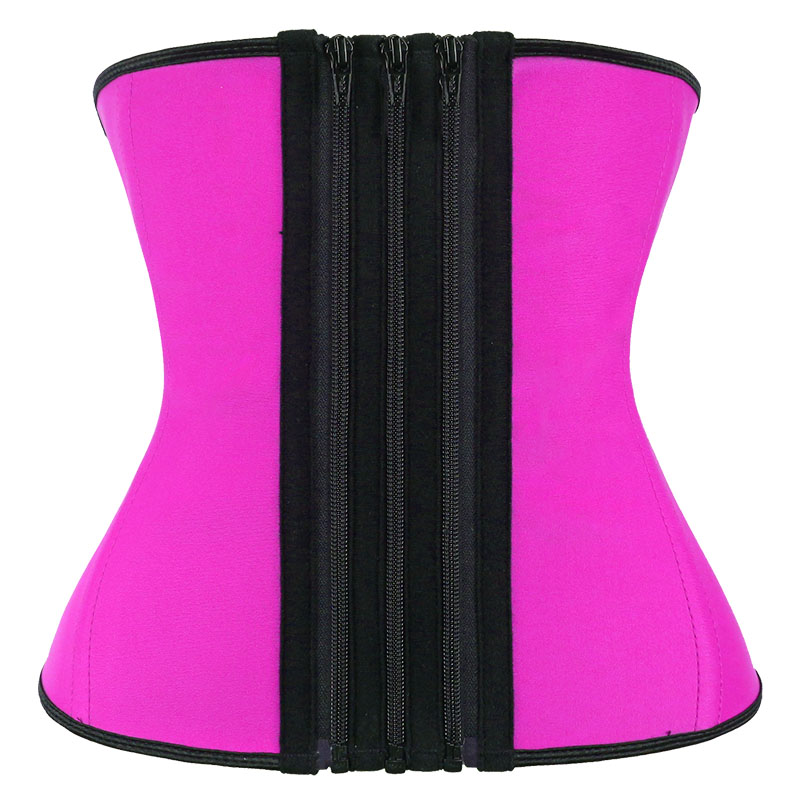 Pink Latex Three Zippers Waist Trainer MHW100061P