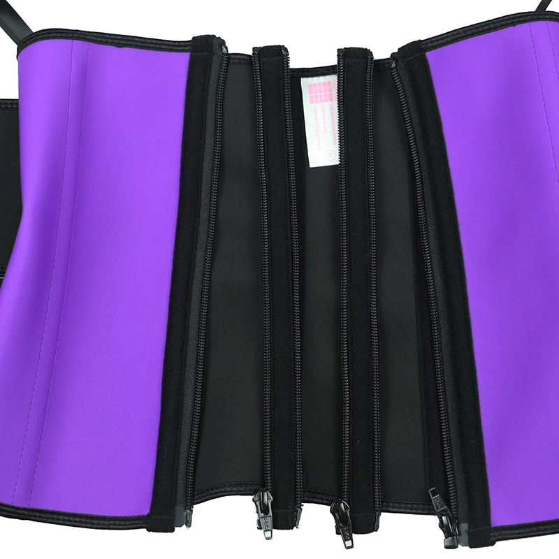 Purple Latex Three Zippers Waist Trainer MHW100061PU
