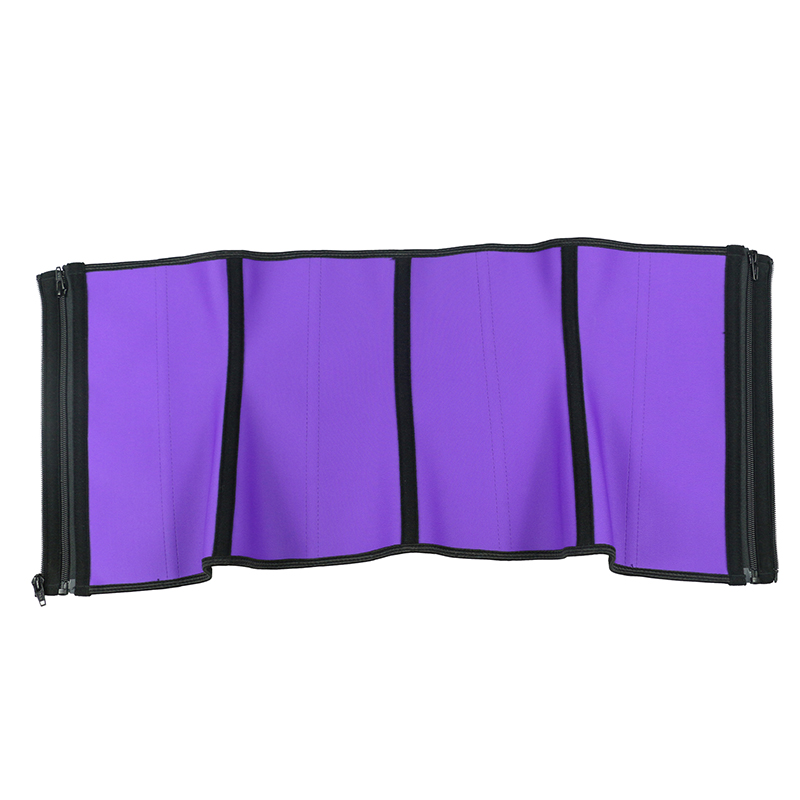 Purple Latex Three Zippers Waist Trainer MHW100061PU