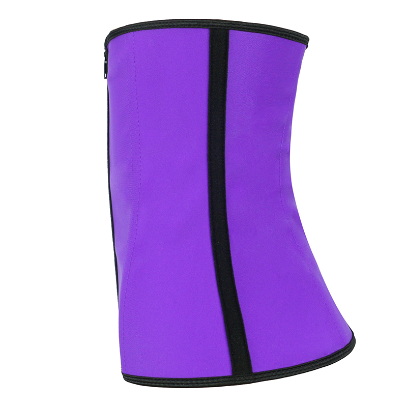 Purple Latex Three Zippers Waist Trainer MHW100061PU