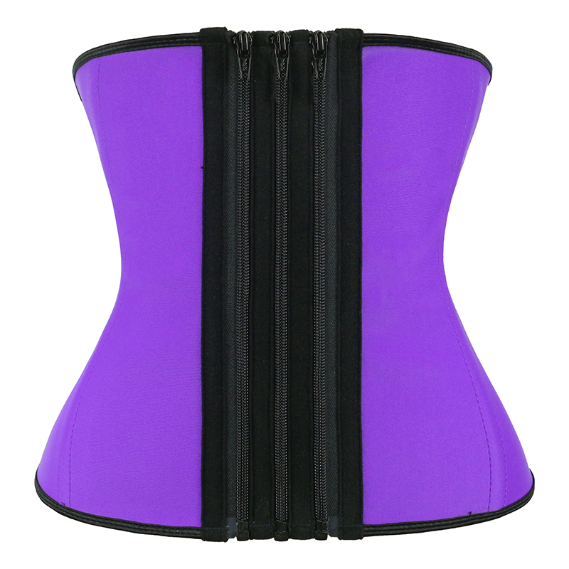 Purple Latex Three Zippers Waist Trainer MHW100061PU