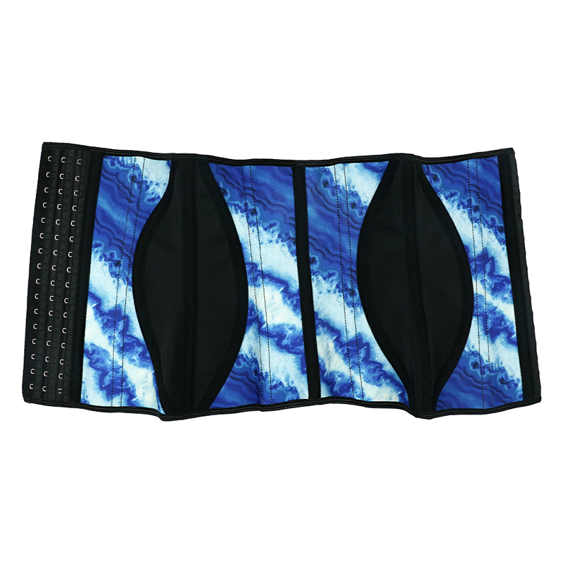 Color Mixed Blue Tie-dye Latex Waist Trainer MHW100018B