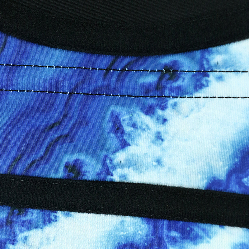 Color Mixed Blue Tie-dye Latex Waist Trainer MHW100018B