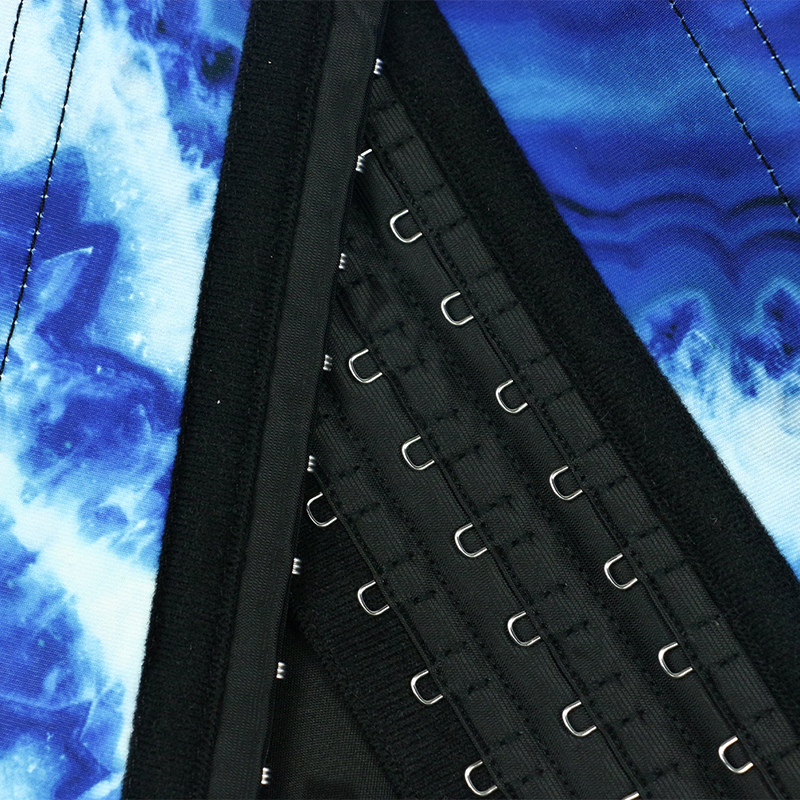 Color Mixed Blue Tie-dye Latex Waist Trainer MHW100018B