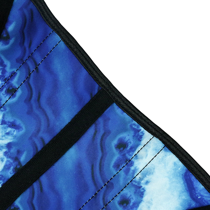 Color Mixed Blue Tie-dye Latex Waist Trainer MHW100018B