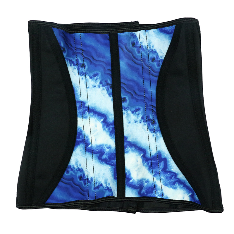 Color Mixed Blue Tie-dye Latex Waist Trainer MHW100018B