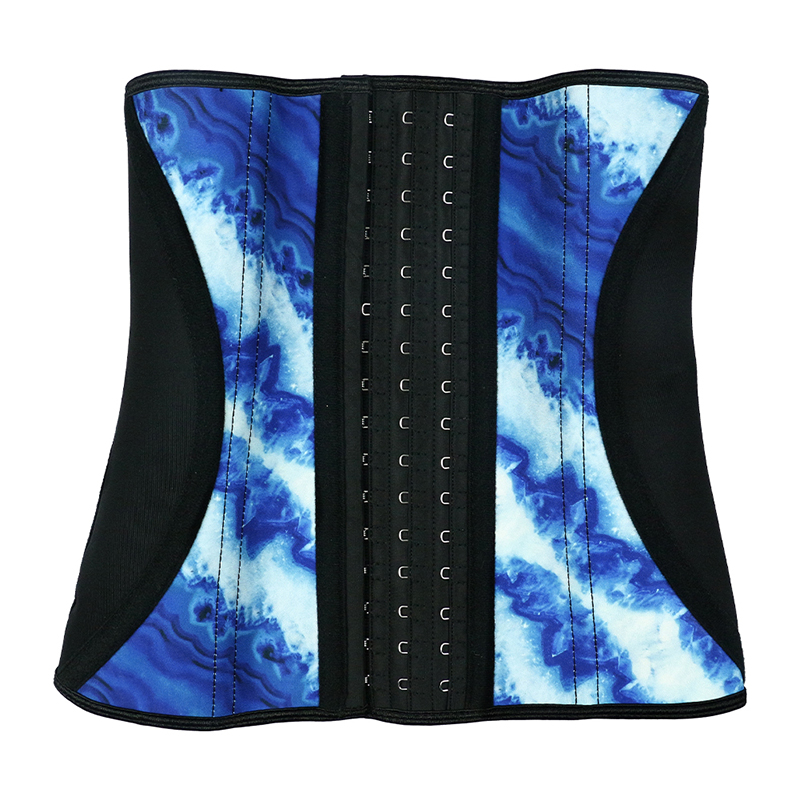 Color Mixed Blue Tie-dye Latex Waist Trainer MHW100018B