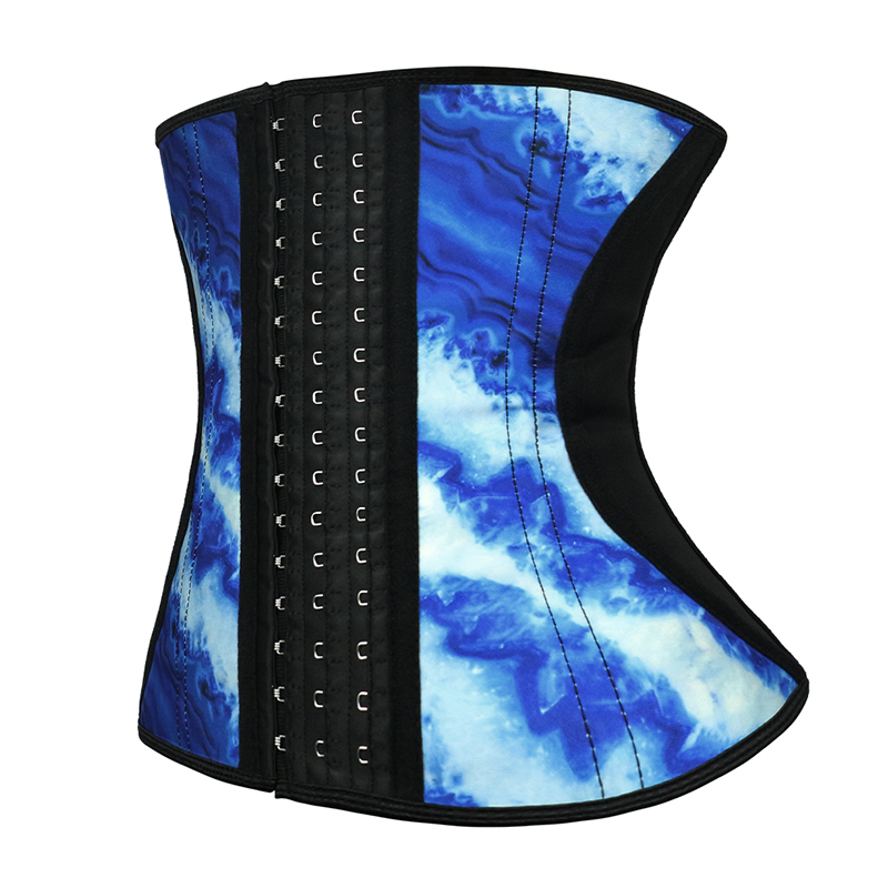 Color Mixed Blue Tie-dye Latex Waist Trainer MHW100018B
