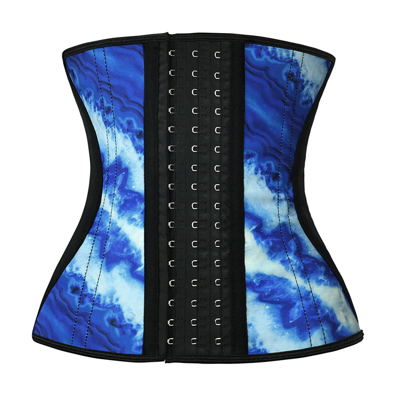 Color Mixed Blue Tie-dye Latex Waist Trainer MHW100018B