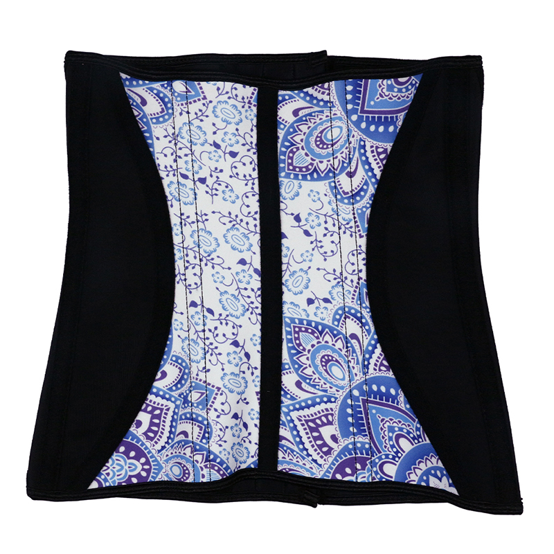 Color Mixed Blue Floral Print Latex Waist Trainer MHW100017b