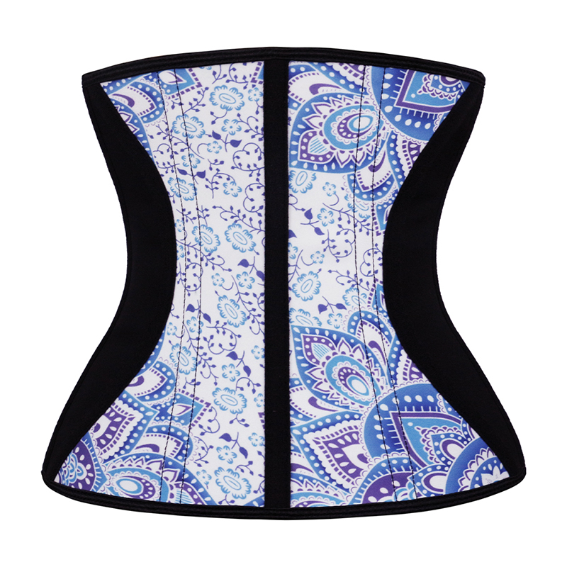 Color Mixed Blue Floral Print Latex Waist Trainer MHW100017b